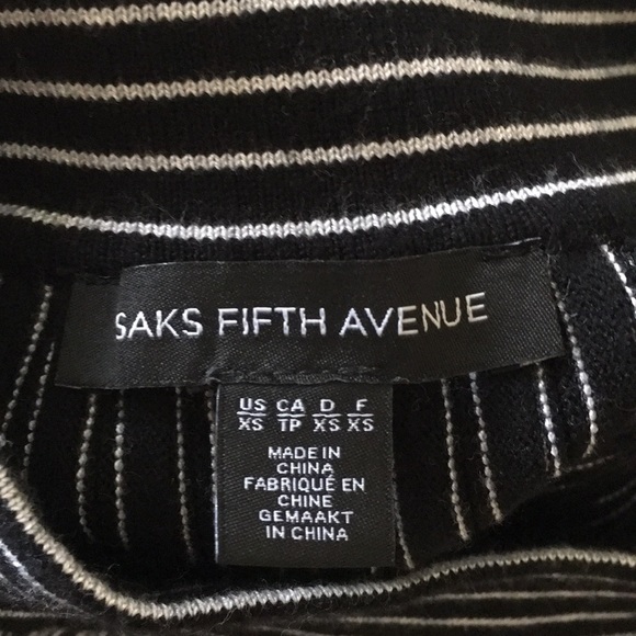 SAKS FIFTH AVENUE BLACK STRIPED PLEAT SKIRT XS - Picture 3 of 6